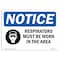 Signmission OSHA Sign, Respirators Must Be Worn In This Area, 7in X 5in Decal, 7" W, 5" H, Landscape OS-NS-D-57-L-16470 - alternate 1